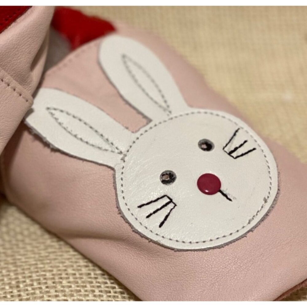 Pink Leather Baby Shoes Easter Bunny Rabbit Soft Sole 18-24m XL NEW Shooshoos - Picture 3 of 10